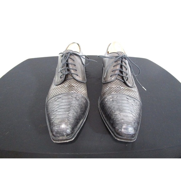EUC! Jo Ghost Italy Dark Gray Lace Up Python Cap Toe Oxford Shoes Men 43EU/10US - Picture 2 of 11